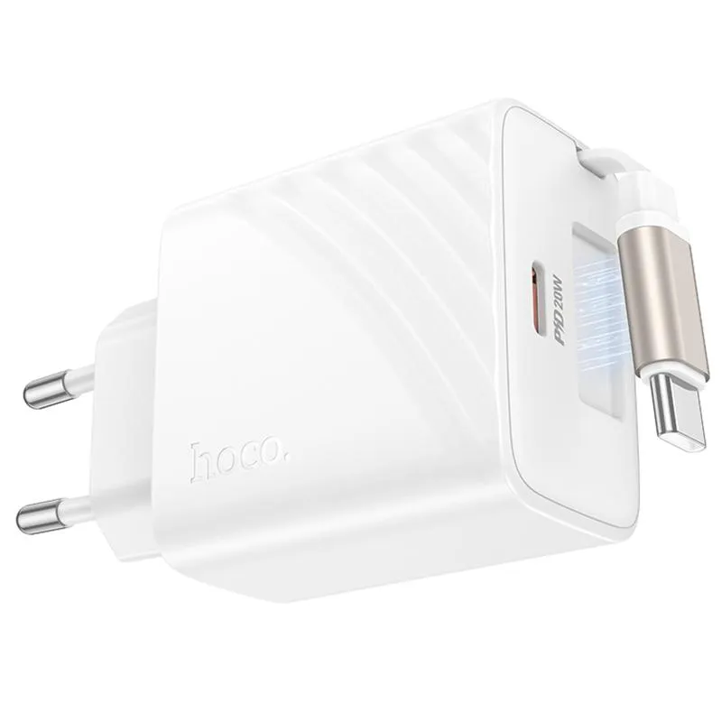 МЗП Hoco N57 Full PD20W with retractable cable Type-C White — фото 2