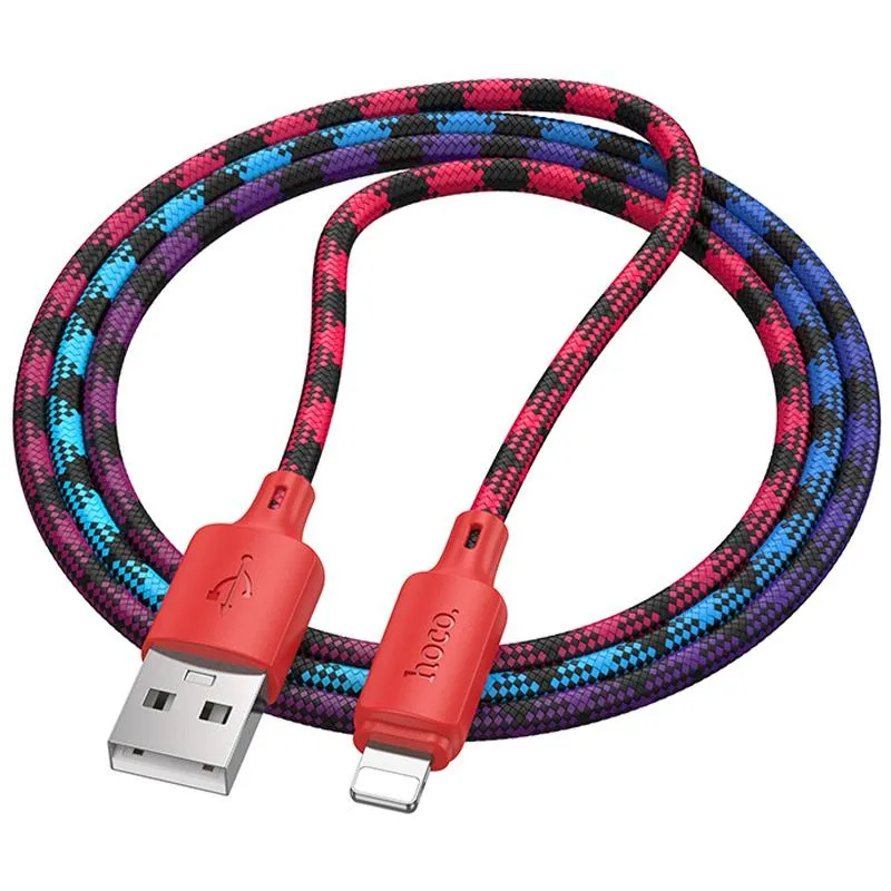 Дата кабель Hoco X116 Meridian USB to Lightning 2.4A Gradient Red Mix — фото 2