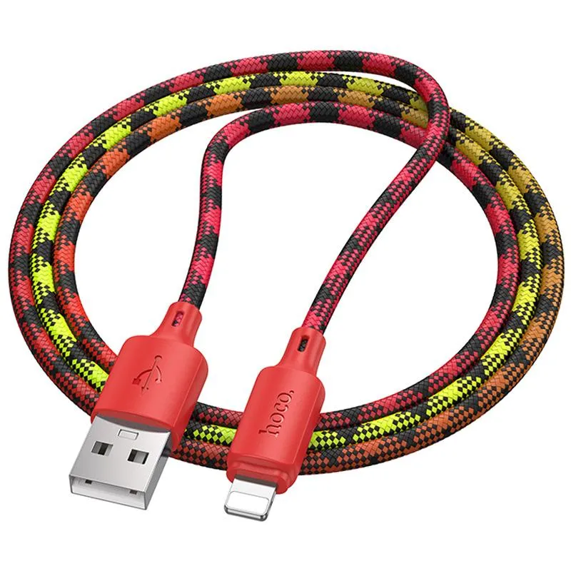 Дата кабель Hoco X116 Meridian USB to Lightning 2.4A Gradient Red Mix — фото 3