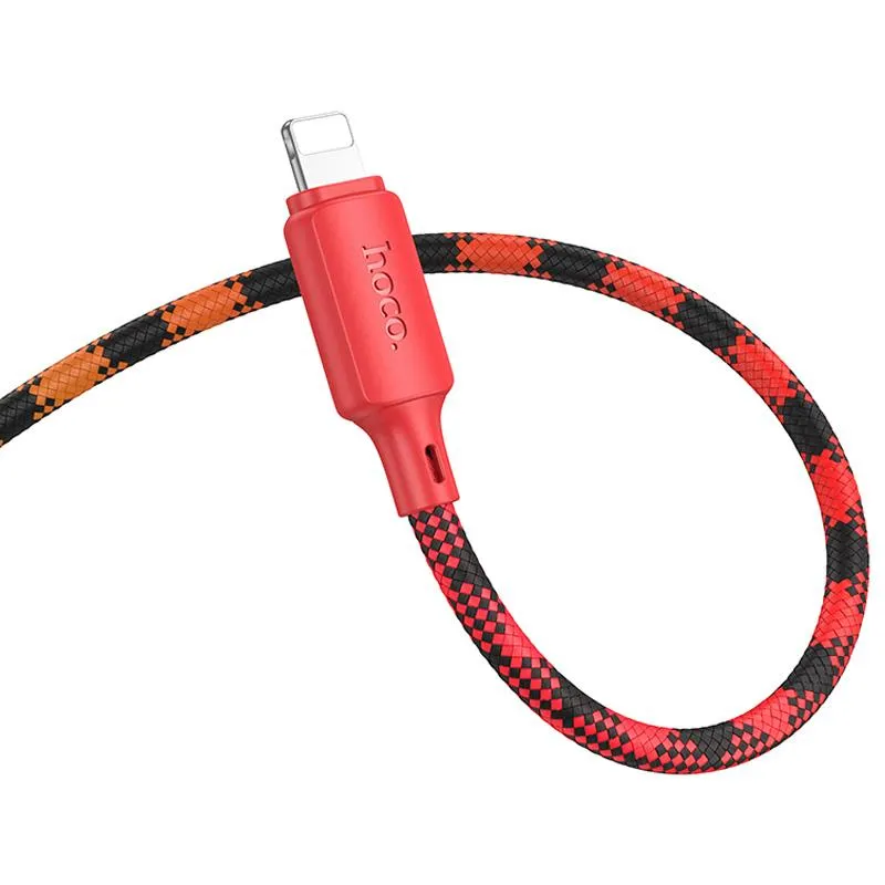 Дата кабель Hoco X116 Meridian USB to Lightning 2.4A Gradient Red Mix — фото 4