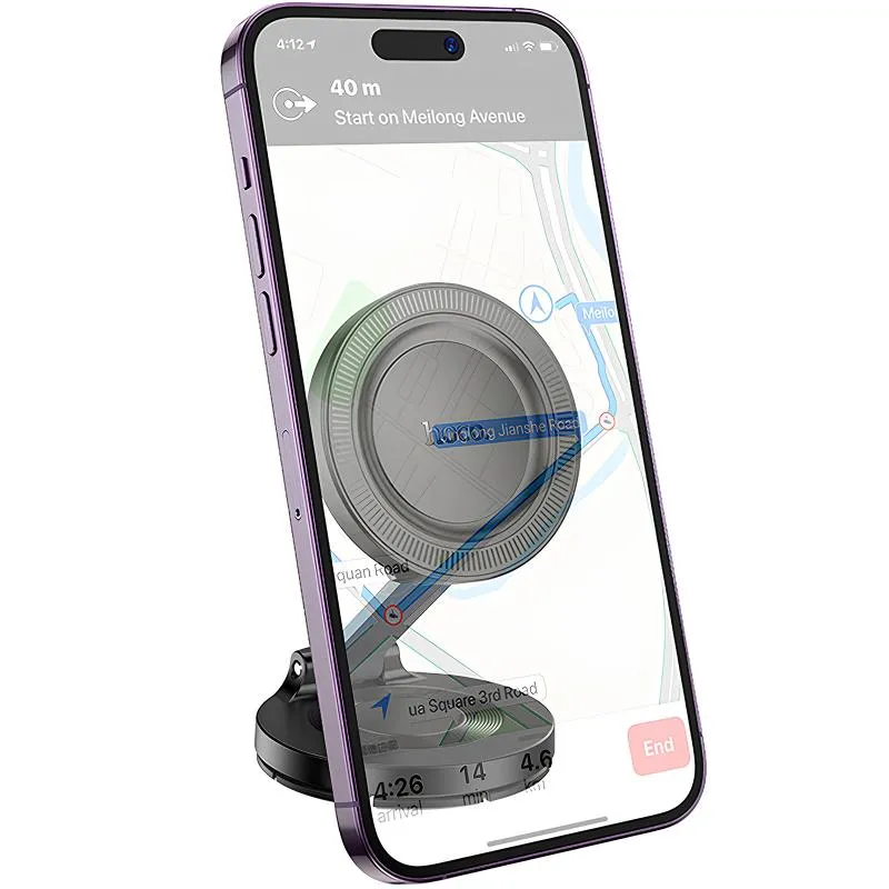 Автотримач Hoco H61 Show folding ring magnetic Black / Metal gray — фото 3