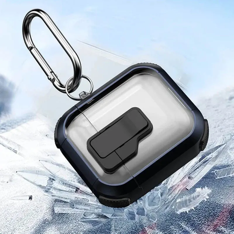 Футляр протиударний Locking Button для навушників Airpods 1/2 Blue — фото 4