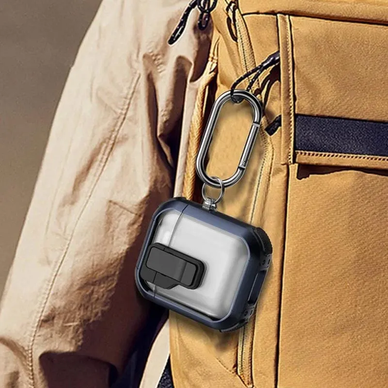 Футляр протиударний Locking Button для навушників Airpods 1/2 Blue — фото 5