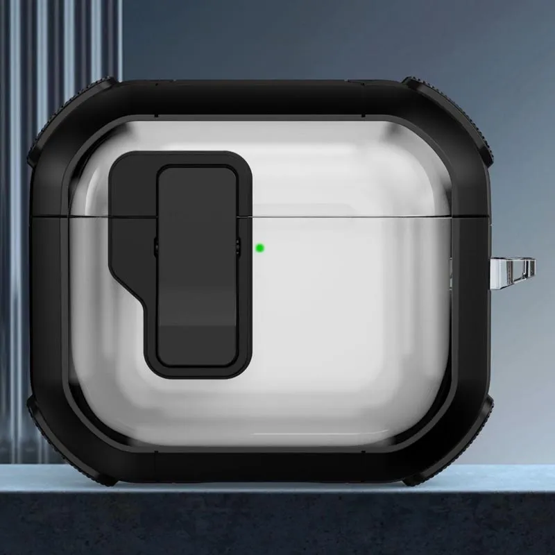 Футляр протиударний Locking Button для навушників Airpods 3 Black — фото 2