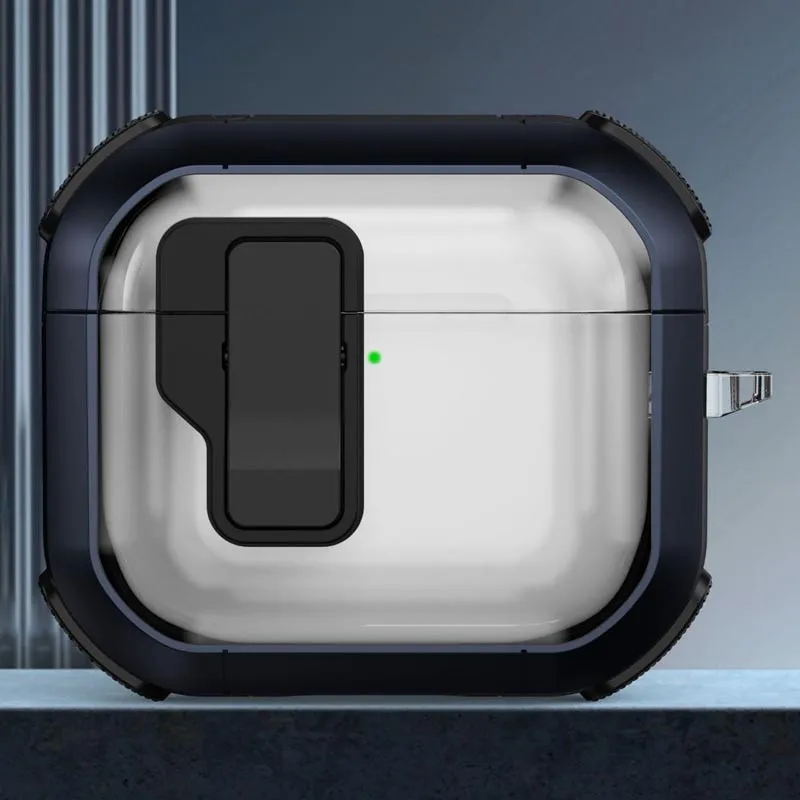 Футляр протиударний Locking Button для навушників Airpods 3 Blue — фото 2