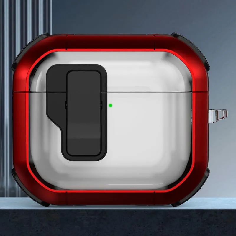 Футляр протиударний Locking Button для навушників Airpods 3 Red — фото 2