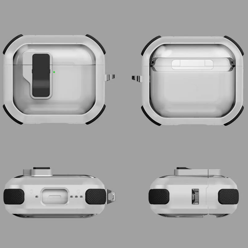 Футляр протиударний Locking Button для навушників Airpods 3 White — фото 3