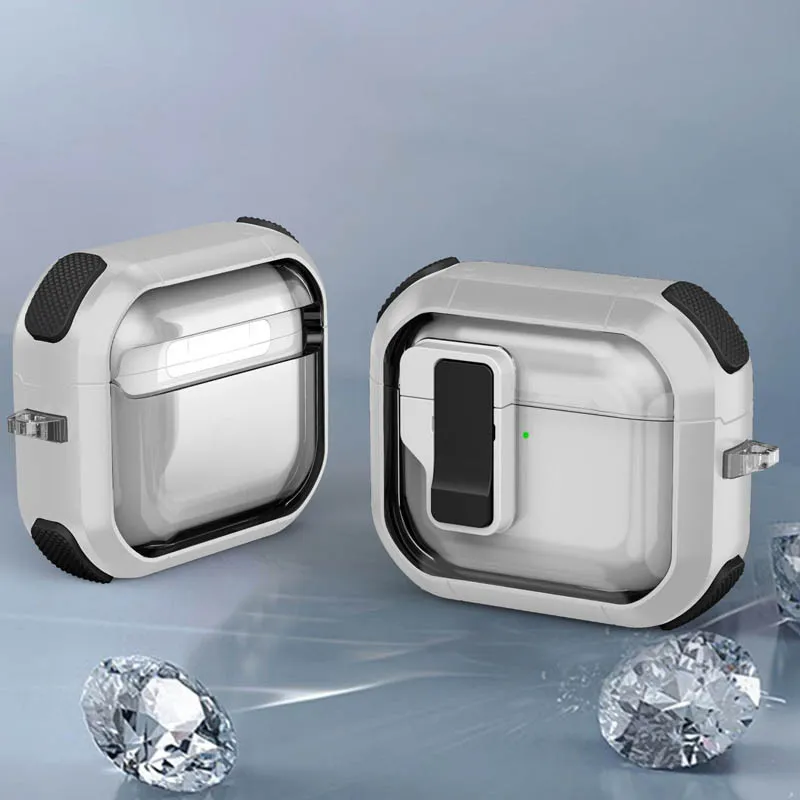Футляр протиударний Locking Button для навушників Airpods 3 White — фото 4