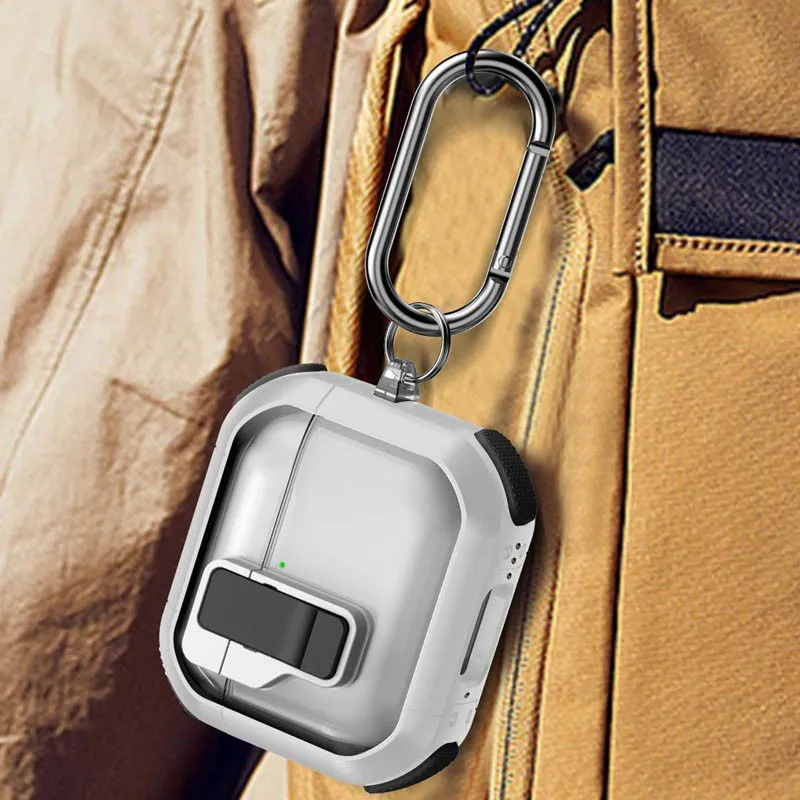 Футляр протиударний Locking Button для навушників Airpods 3 White — фото 6