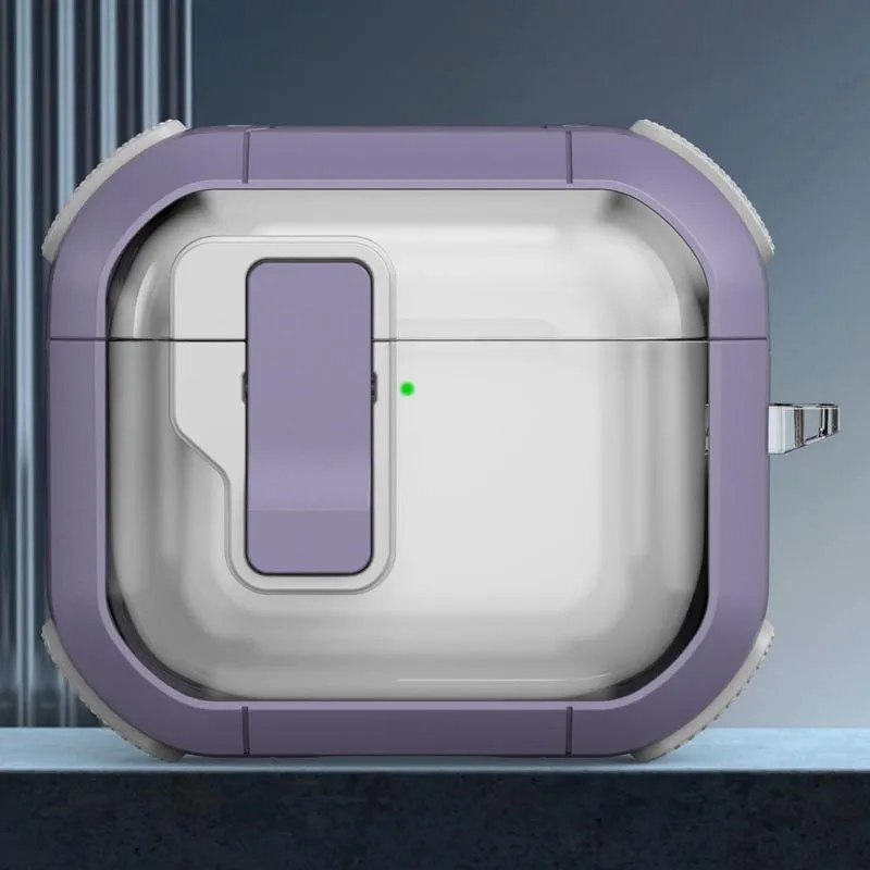 Футляр протиударний Locking Button для навушників Airpods 4 Light Purple — фото 2