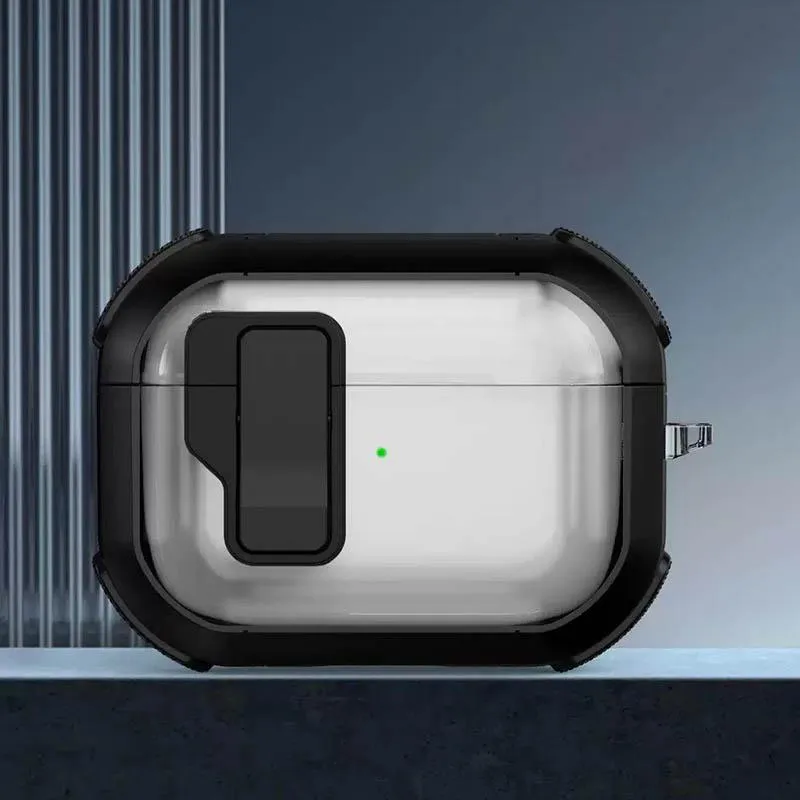 Футляр протиударний Locking Button для навушників Airpods Pro Black — фото 2