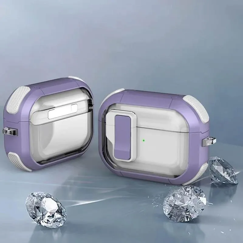 Футляр протиударний Locking Button для навушників Airpods Pro Light Purple — фото 4