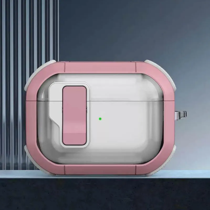 Футляр протиударний Locking Button для навушників Airpods Pro Pink — фото 2