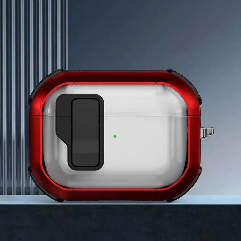 Футляр протиударний Locking Button для навушників Airpods Pro Red — фото 2