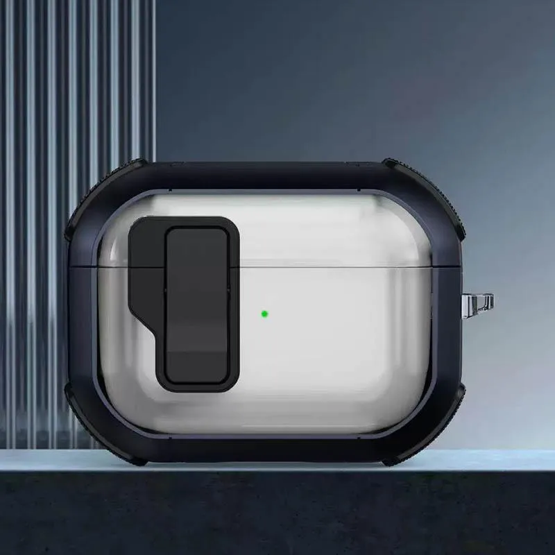 Футляр протиударний Locking Button для навушників Airpods Pro 2 / Pro Blue — фото 2