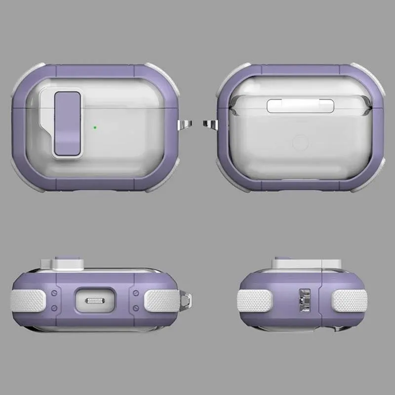 Футляр протиударний Locking Button для навушників Airpods Pro 2 / Pro Light Purple — фото 3