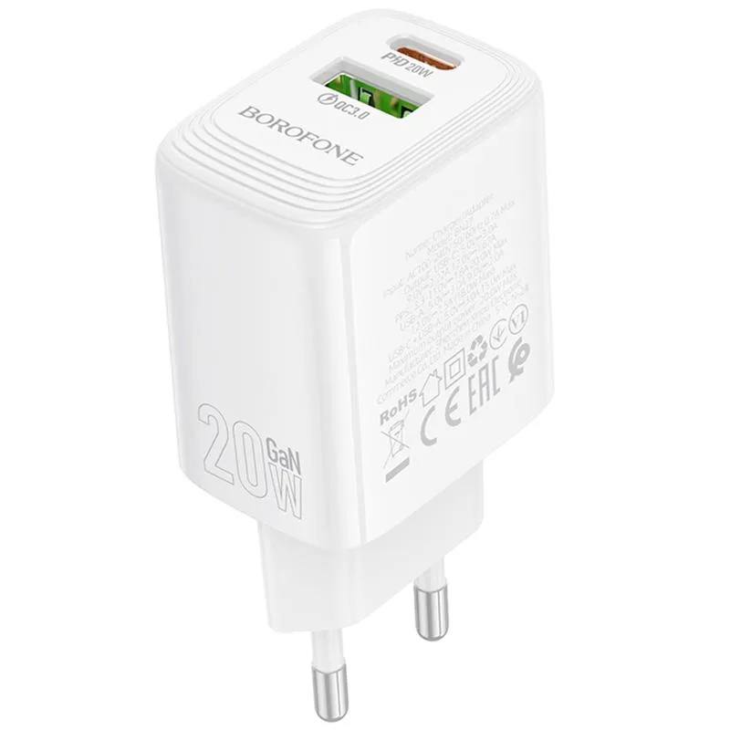 МЗП Borofone BN27 Fuente PD20W+QC3.0 White — фото 3