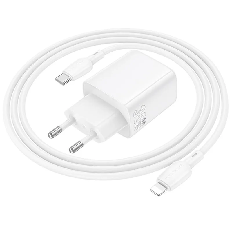МЗП Borofone BN29 Fuente PD30W+QC3.0 + кабель Type-C to Lightning White — фото 2