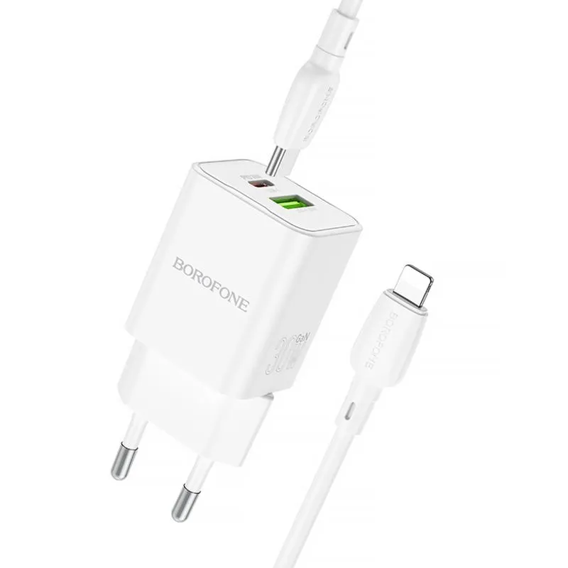 МЗП Borofone BN14 Royal PD30W+QC3.0 + кабель Type-C to Lightning White — фото 2