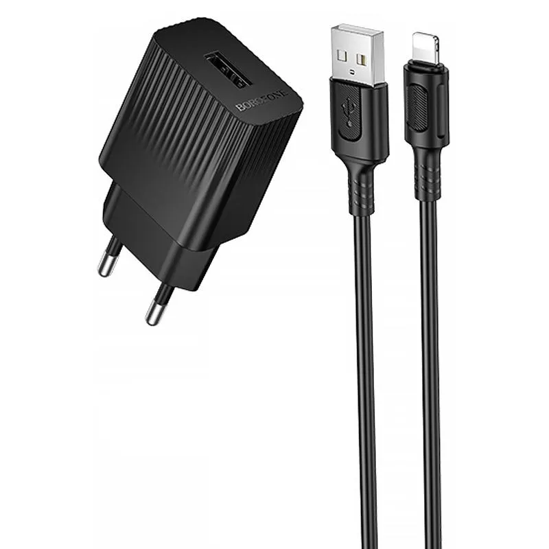 МЗП Borofone BAS71A Source 10.5W + кабель USB to Lightning Black