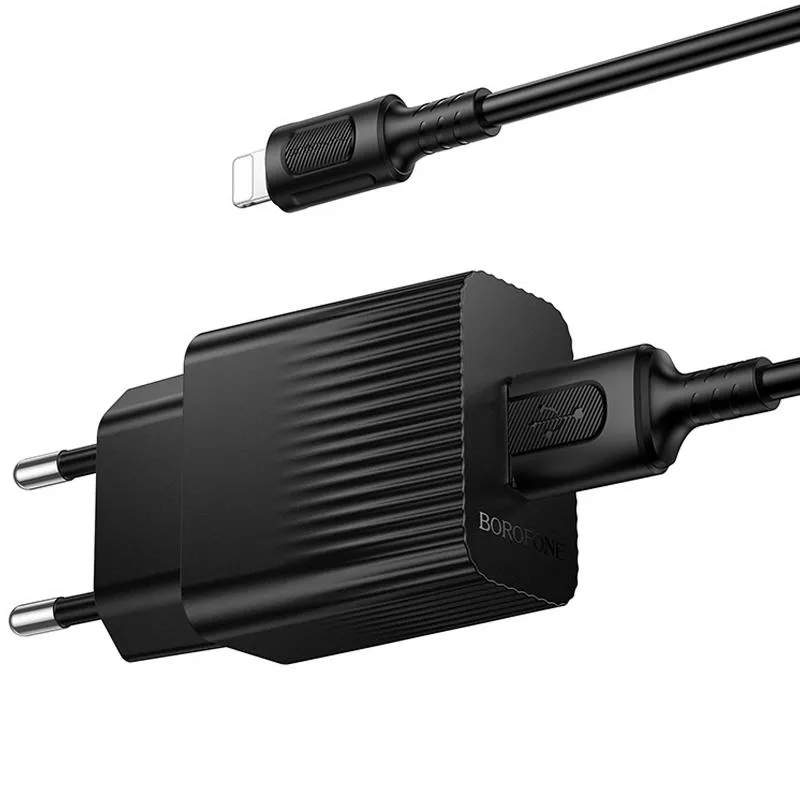МЗП Borofone BAS71A Source 10.5W + кабель USB to Lightning Black — фото 3