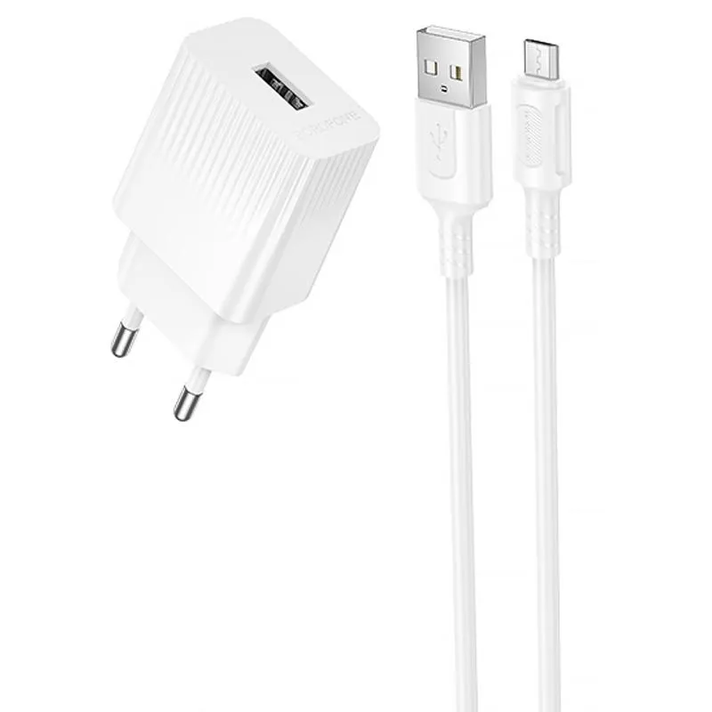 МЗП Borofone BAS71A Source 10.5W + кабель USB to MicroUSB White