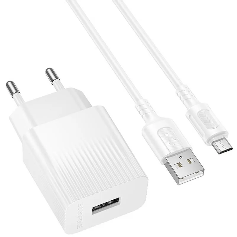 МЗП Borofone BAS71A Source 10.5W + кабель USB to MicroUSB White — фото 2