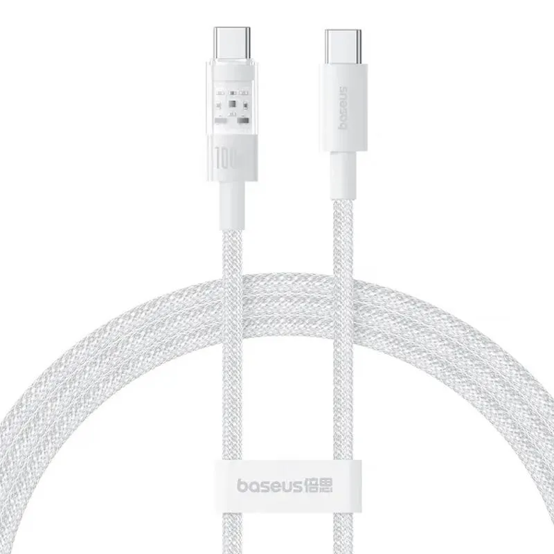 Дата кабель Baseus Gem Fast Charging Type-C to Type-C 100W Moon White