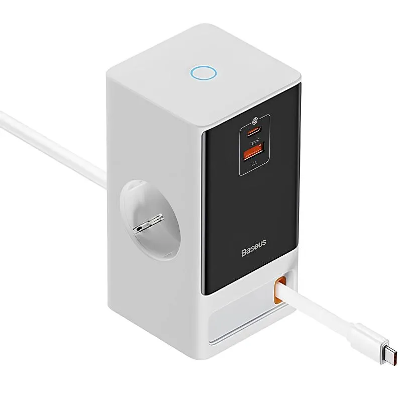 Подовжувач Baseus OS PowerCombo PD65W+QC3.0 Glacier White — фото 2