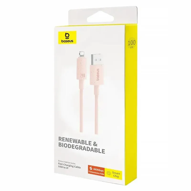 Дата кабель Baseus Habitat Series Fast Charging USB to Lightning 2.4A Wheat Pink — фото 2