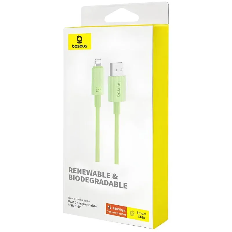 Дата кабель Baseus Habitat Series Fast Charging USB to Lightning 2.4A Natural Green — фото 4