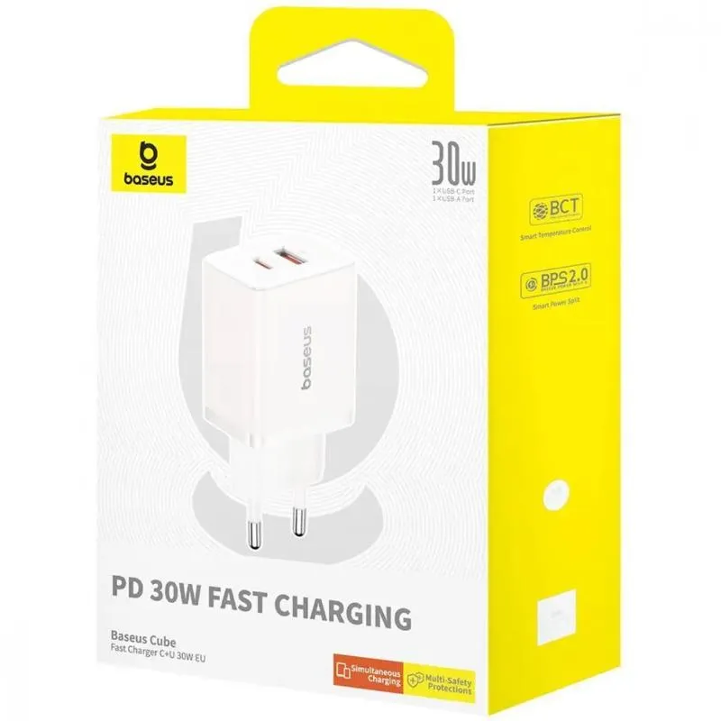 МЗП Baseus Cube Pro Fast Charger PD30W+QC3.0 Moon White — фото 2