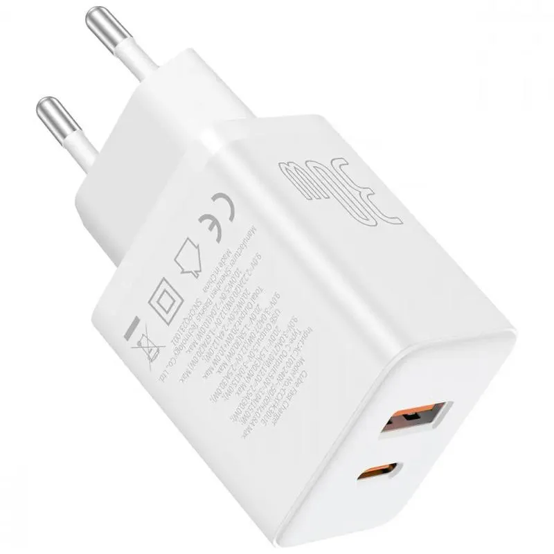 МЗП Baseus Cube Pro Fast Charger PD30W+QC3.0 Moon White — фото 4