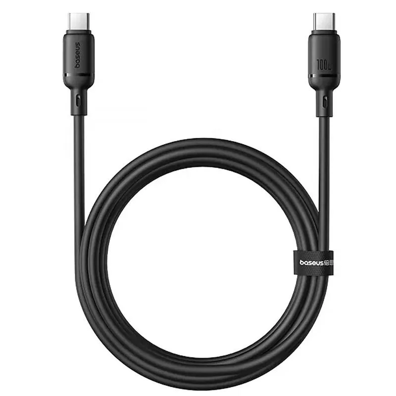 Дата кабель Baseus Silky Series OS Fast Charging Type-C to Type-C 100W Cluster Black — фото 2