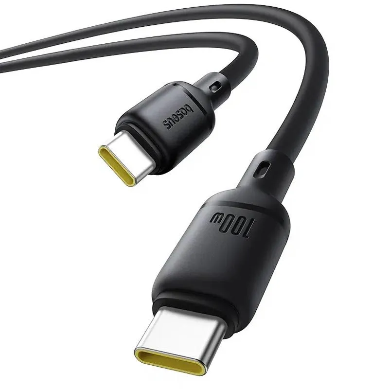 Дата кабель Baseus Silky Series OS Fast Charging Type-C to Type-C 100W Cluster Black — фото 3