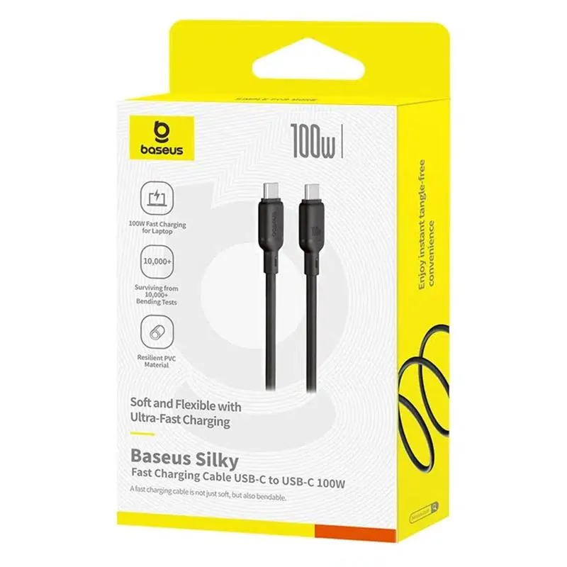 Дата кабель Baseus Silky Series OS Fast Charging Type-C to Type-C 100W Cluster Black — фото 4