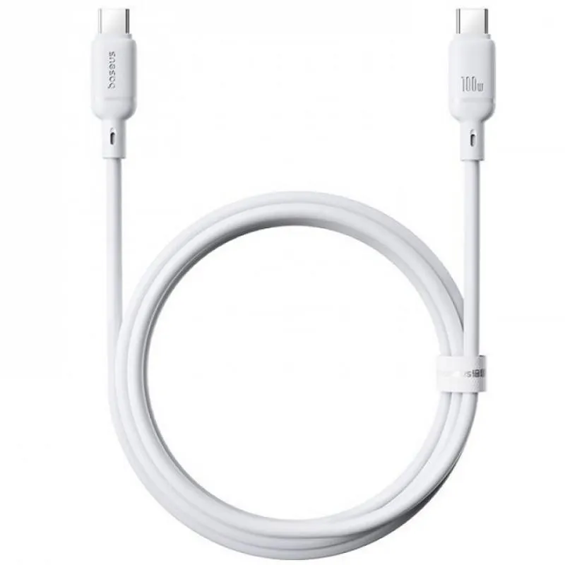 Дата кабель Baseus Silky Series OS Fast Charging Type-C to Type-C 100W Moon White — фото 2