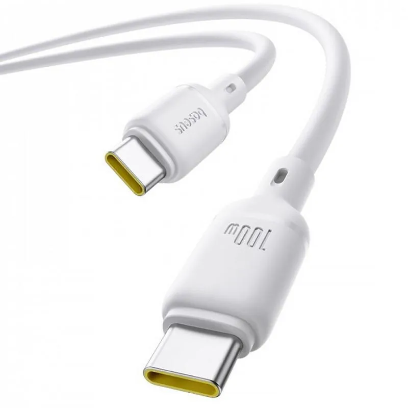 Дата кабель Baseus Silky Series OS Fast Charging Type-C to Type-C 100W Moon White — фото 3