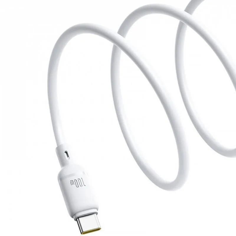 Дата кабель Baseus Silky Series OS Fast Charging Type-C to Type-C 100W Moon White — фото 4