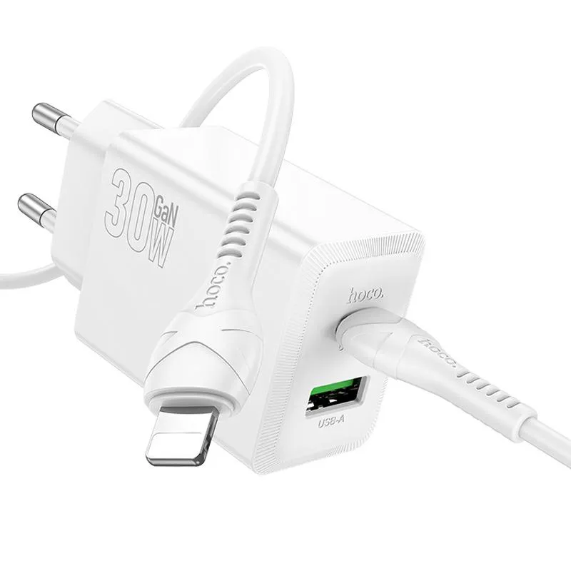 МЗП Hoco N71 Nuevo PD30W+QC3.0 + кабель Type-C to Lightning White — фото 2