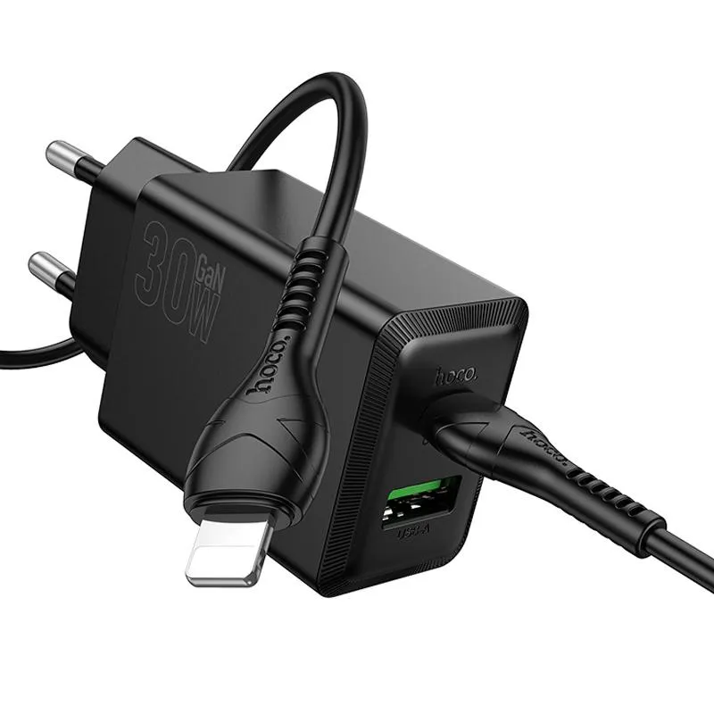 МЗП Hoco N71 Nuevo PD30W+QC3.0 + кабель Type-C to Lightning Black — фото 3
