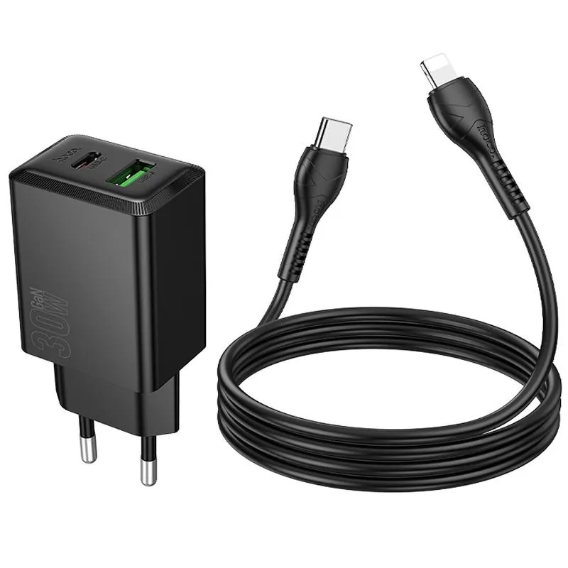 МЗП Hoco N71 Nuevo PD30W+QC3.0 + кабель Type-C to Lightning Black — фото 5