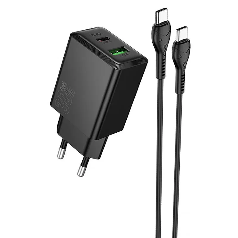 МЗП Hoco N71 Nuevo PD30W+QC3.0 + кабель Type-C to Type-C Black