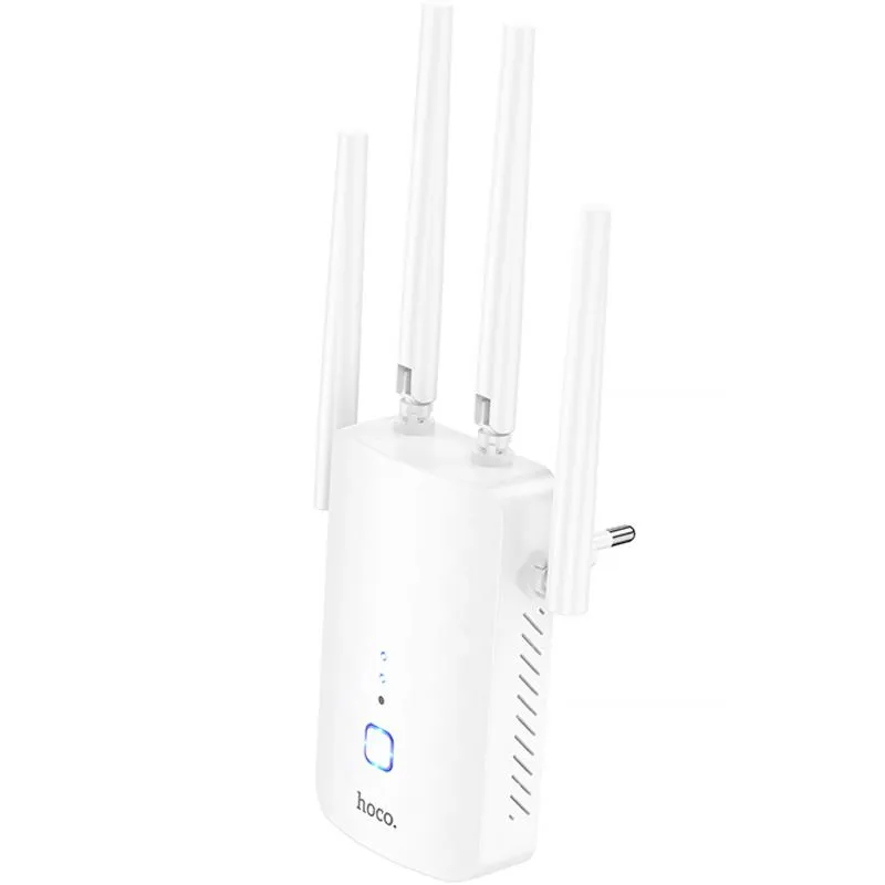 Бездротовий Wi-Fi репитер Hoco HI35 300Mbs 2.4GHz White — фото 2