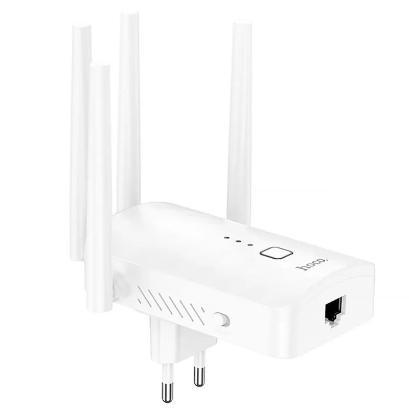 Бездротовий Wi-Fi репитер Hoco HI35 300Mbs 2.4GHz White — фото 3