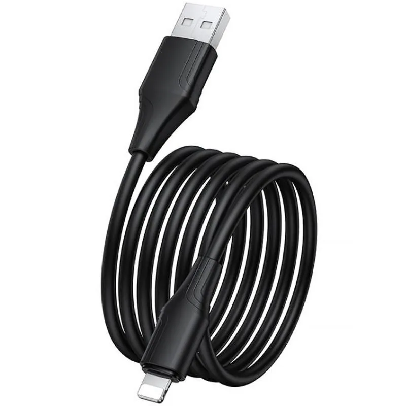 Дата кабель Hoco X124 Bien silicone USB to Lightning 2.4A Black — фото 2