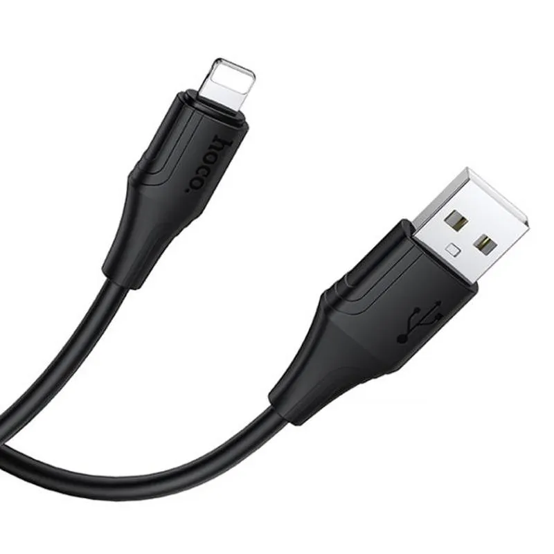 Дата кабель Hoco X124 Bien silicone USB to Lightning 2.4A Black — фото 3