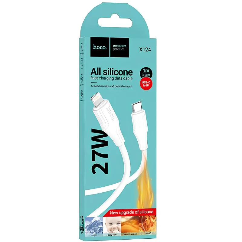 Дата кабель Hoco X124 Bien silicone Type-C to Lightning 27W White — фото 2