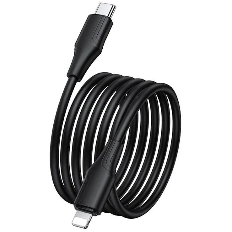 Дата кабель Hoco X124 Bien silicone Type-C to Lightning 27W Black — фото 3
