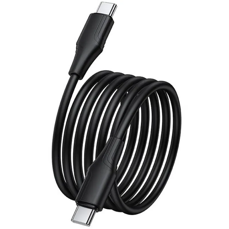 Дата кабель Hoco X124 Bien silicone Type-C to Type-C 60W Black — фото 4